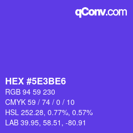 Color code: HEX #5E3BE6 | qconv.com