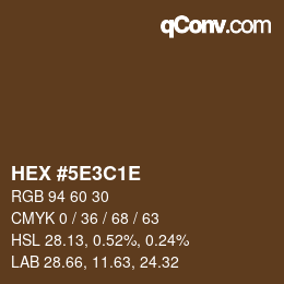 Color code: HEX #5E3C1E | qconv.com