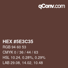 Code couleur: HEX #5E3C35 | qconv.com