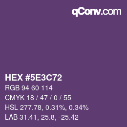 Color code: HEX #5E3C72 | qconv.com