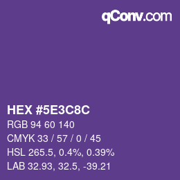 Color code: HEX #5E3C8C | qconv.com