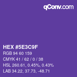 Color code: HEX #5E3C9F | qconv.com