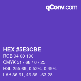 カラーコード: HEX #5E3CBE | qconv.com