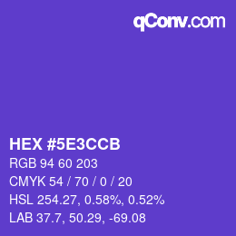 カラーコード: HEX #5E3CCB | qconv.com