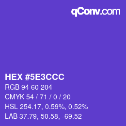 Farbcode: HEX #5E3CCC | qconv.com