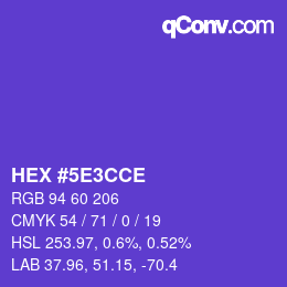颜色代码: HEX #5E3CCE | qconv.com