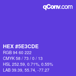 颜色代码: HEX #5E3CDE | qconv.com
