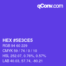 Farbcode: HEX #5E3CE5 | qconv.com