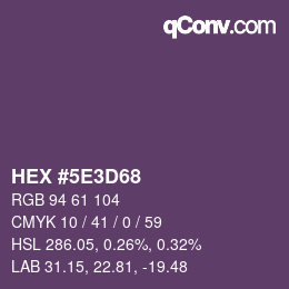 Color code: HEX #5E3D68 | qconv.com