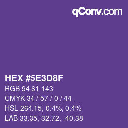 Color code: HEX #5E3D8F | qconv.com