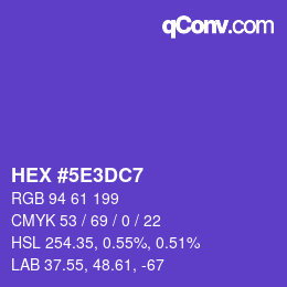 颜色代码: HEX #5E3DC7 | qconv.com