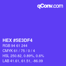 Code couleur: HEX #5E3DF4 | qconv.com