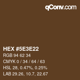 Código de color: HEX #5E3E22 | qconv.com