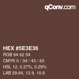 Código de color: HEX #5E3E36 | qconv.com