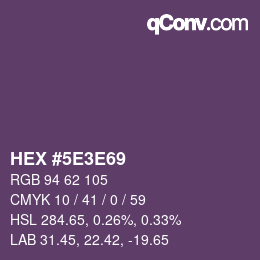 Code couleur: HEX #5E3E69 | qconv.com