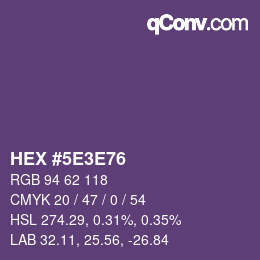Code couleur: HEX #5E3E76 | qconv.com