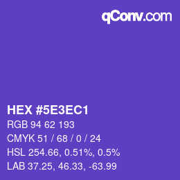 Color code: HEX #5E3EC1 | qconv.com
