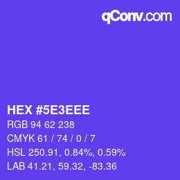 Color code: HEX #5E3EEE | qconv.com