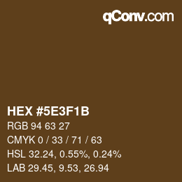 Color code: HEX #5E3F1B | qconv.com