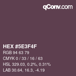 カラーコード: HEX #5E3F4F | qconv.com