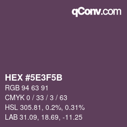 Color code: HEX #5E3F5B | qconv.com