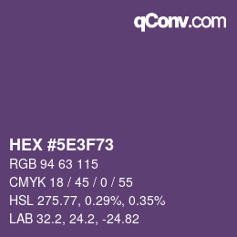 Color code: HEX #5E3F73 | qconv.com