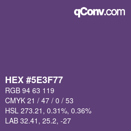 Color code: HEX #5E3F77 | qconv.com
