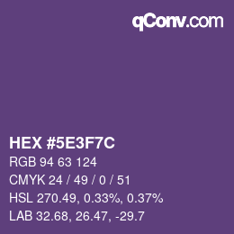 カラーコード: HEX #5E3F7C | qconv.com