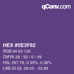 Color code: HEX #5E3F82 | qconv.com