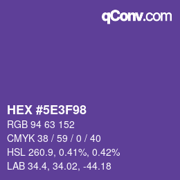 カラーコード: HEX #5E3F98 | qconv.com