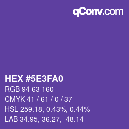 Color code: HEX #5E3FA0 | qconv.com