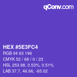 Color code: HEX #5E3FC4 | qconv.com