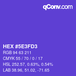 Color code: HEX #5E3FD3 | qconv.com