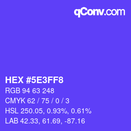 Farbcode: HEX #5E3FF8 | qconv.com