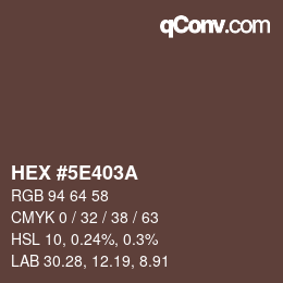 Color code: HEX #5E403A | qconv.com
