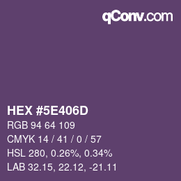 Color code: HEX #5E406D | qconv.com