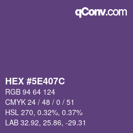 Color code: HEX #5E407C | qconv.com