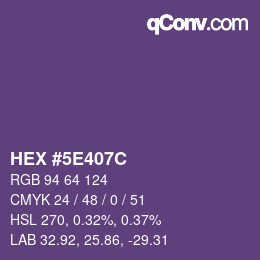カラーコード: HEX #5E407C | qconv.com
