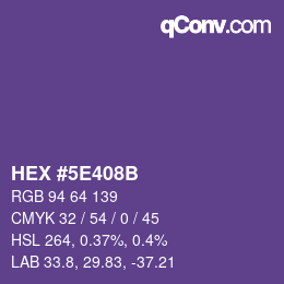 Color code: HEX #5E408B | qconv.com