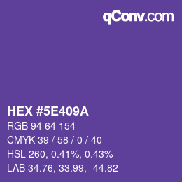 Color code: HEX #5E409A | qconv.com