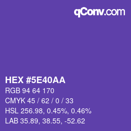 カラーコード: HEX #5E40AA | qconv.com