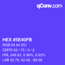 Color code: HEX #5E40FB | qconv.com