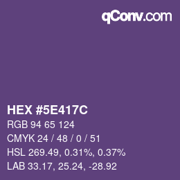 Color code: HEX #5E417C | qconv.com