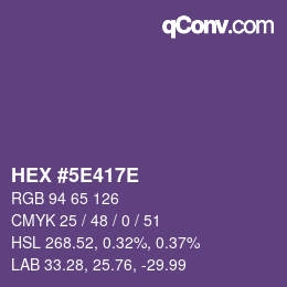 Color code: HEX #5E417E | qconv.com
