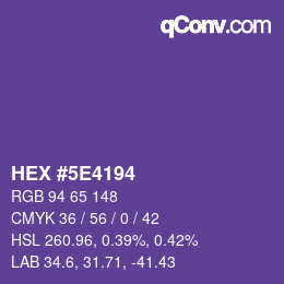 Farbcode: HEX #5E4194 | qconv.com