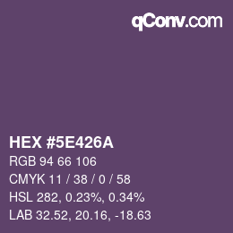 Color code: HEX #5E426A | qconv.com