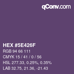 Color code: HEX #5E426F | qconv.com