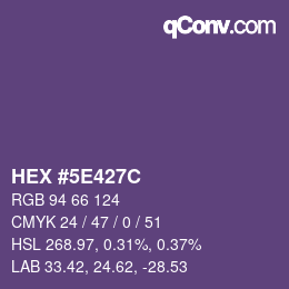 カラーコード: HEX #5E427C | qconv.com