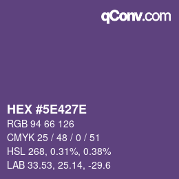 Color code: HEX #5E427E | qconv.com