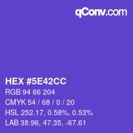 颜色代码: HEX #5E42CC | qconv.com